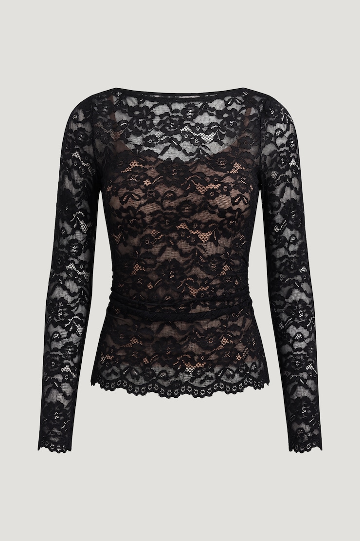 Stella Lace Long Sleeve Top Jet Black large