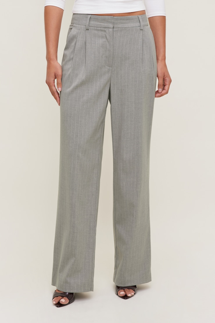 Alex Pinstripe Wide Leg Pants Grey Pinstripe large