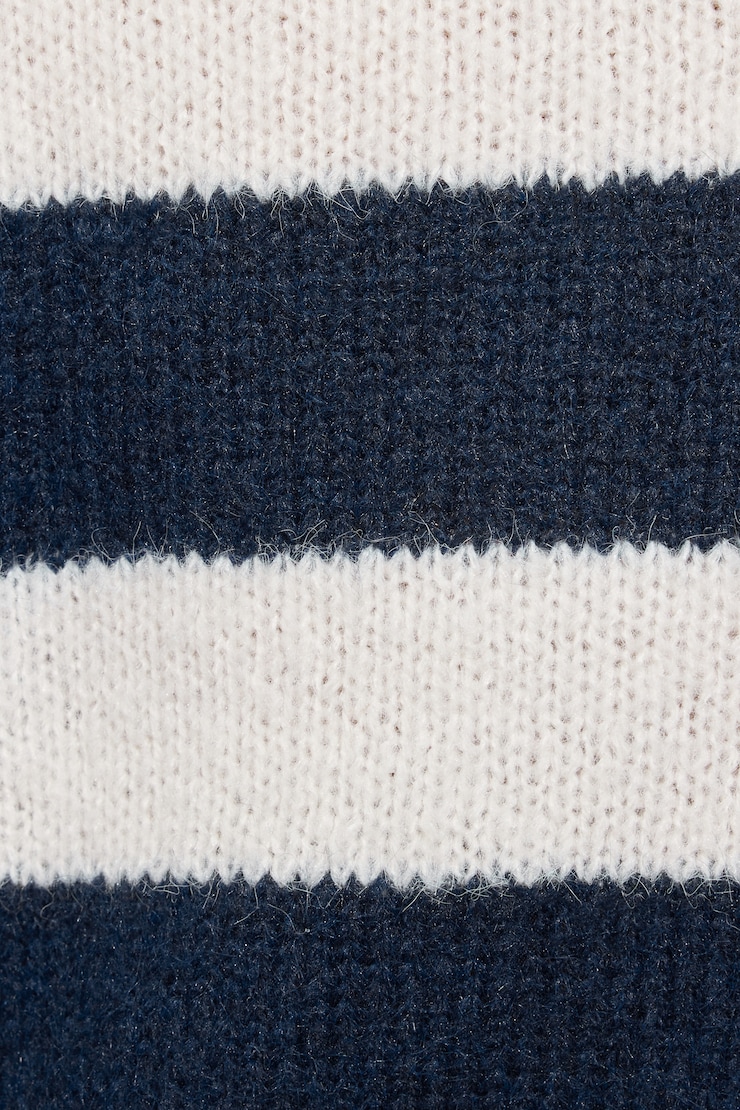 Oversized Boat Neck Sweater, Whipped Meringue / Mariana Blue Stripe, large