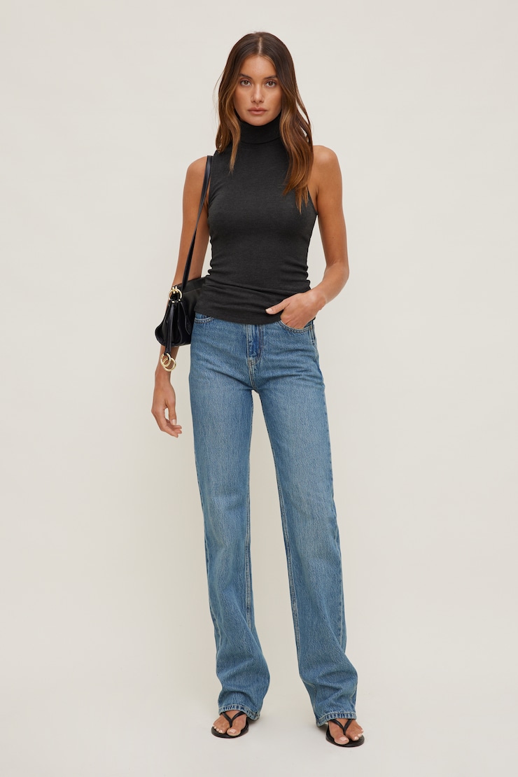 Valentina Ultra High Rise Bootcut Jeans Medium Indigo / Rustic Fade large
