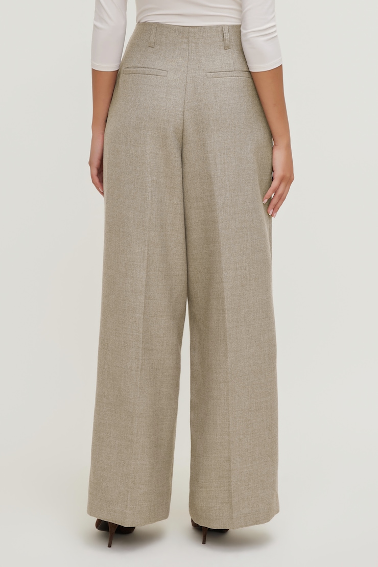Mid Rise Wide Leg Pants Warm Oats Beige large