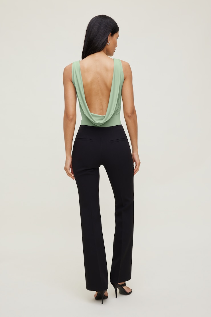 Sculpt Cowl Back Bodysuit Macaroon Mint Blue large