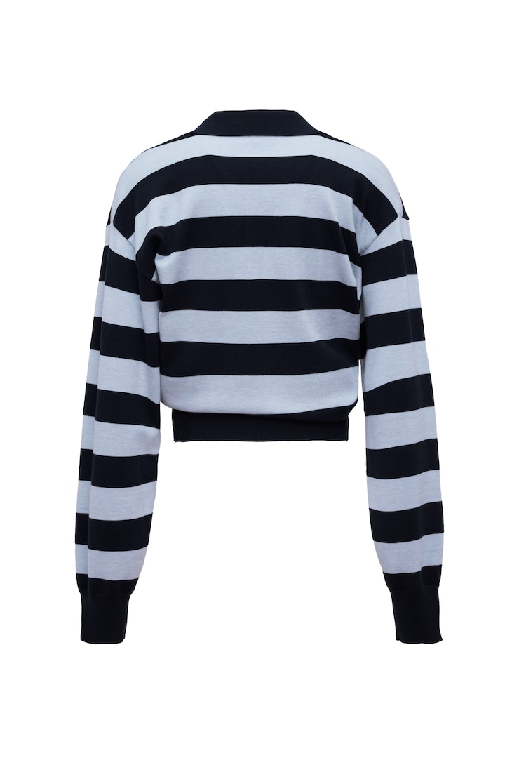 After Practice Polo Sweater, Naughty Navy Blue/Blue Flirt Stripes, large