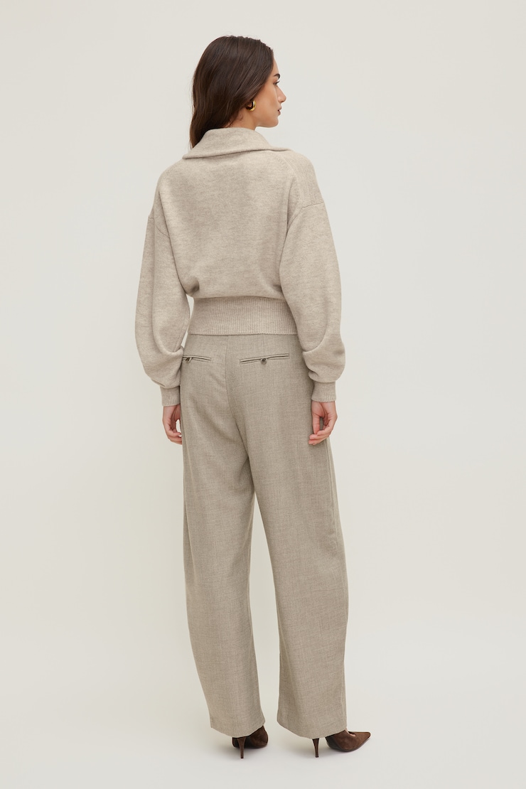 Sage Funnel Neck Zip Sweater Atmosphere Melange Beige large