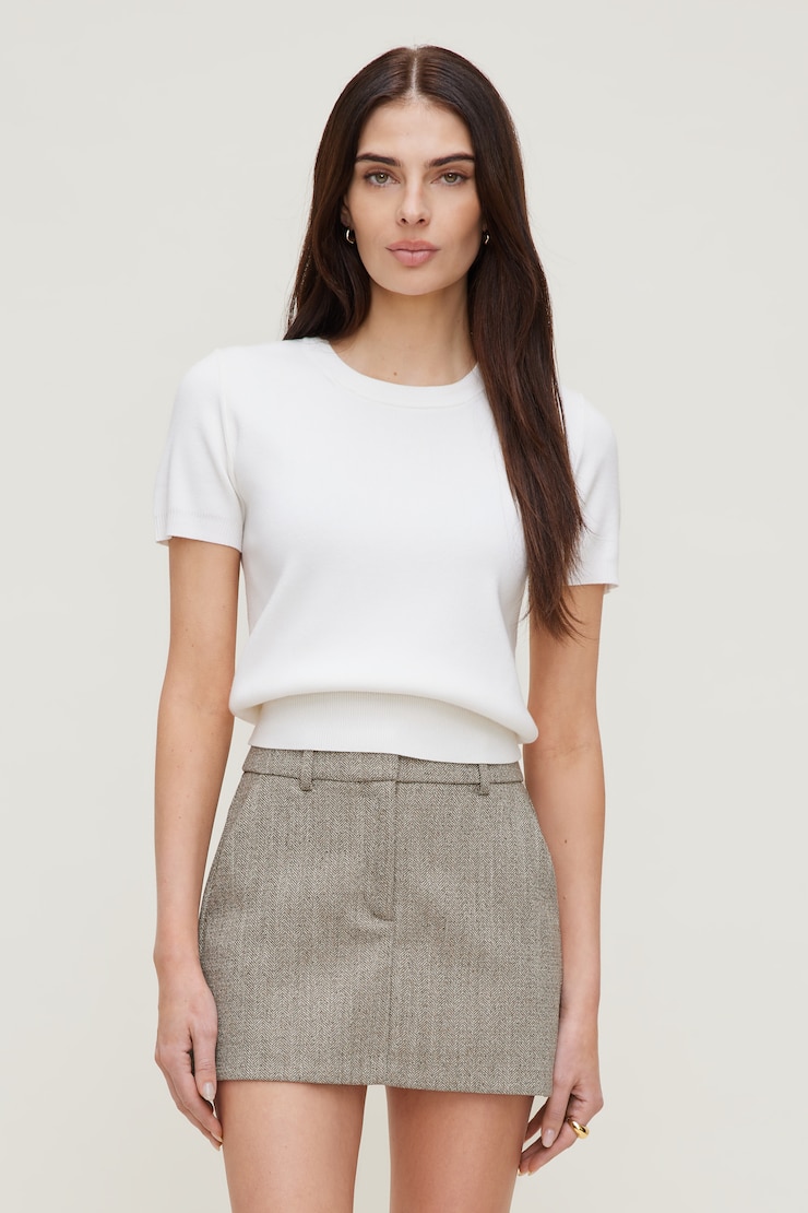 Clara Short Sleeve Sweater Snow White large