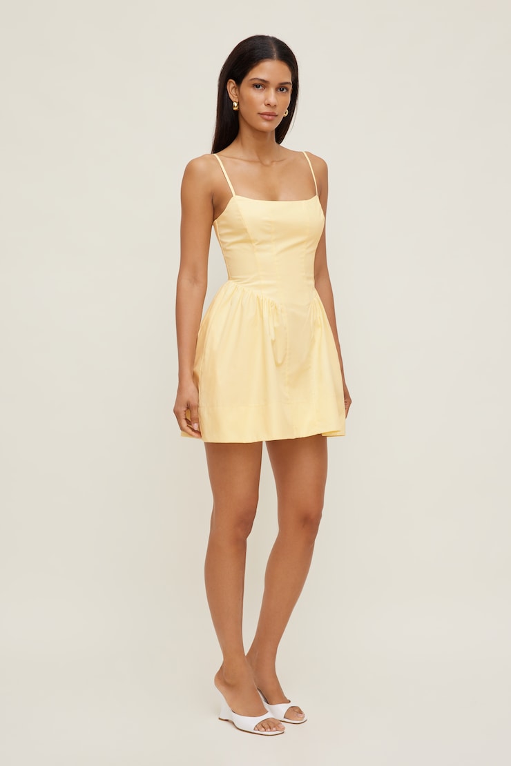 Flared Poplin Mini Dress Flan Yellow large