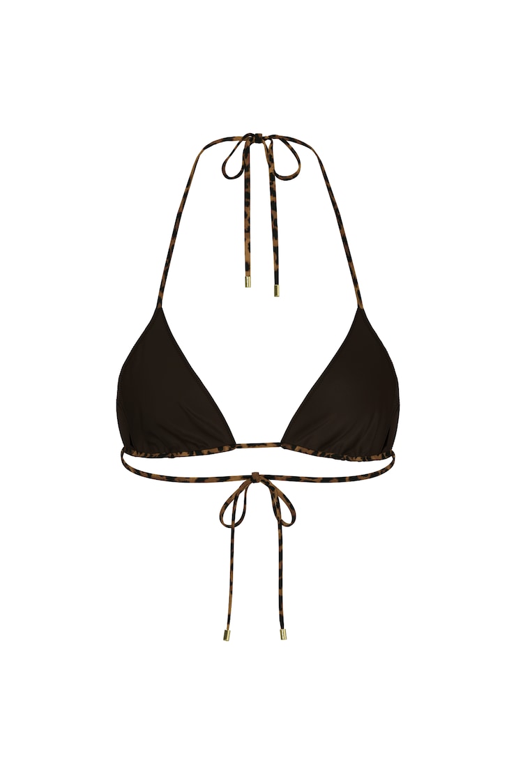 Slider Triangle Bikini Top, Leopard/Armadillo Brown, large