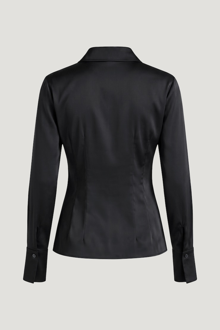 Kyra Satin Shirt Jet Black large