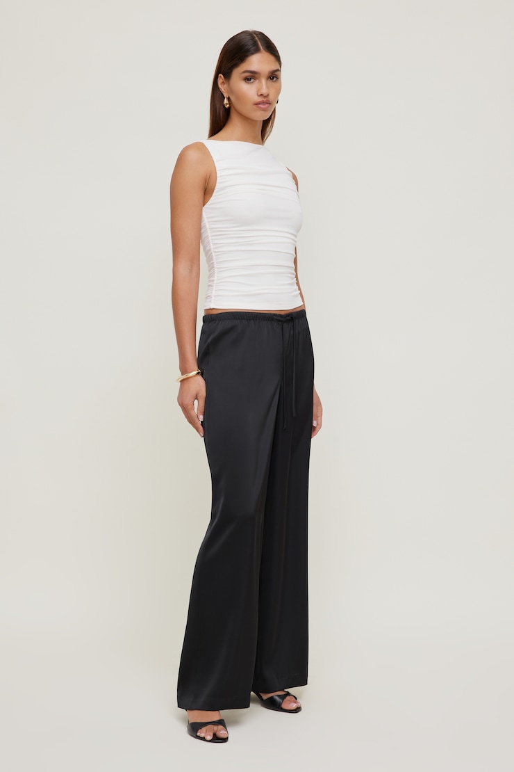Pantalon en satin à jambe large Leo