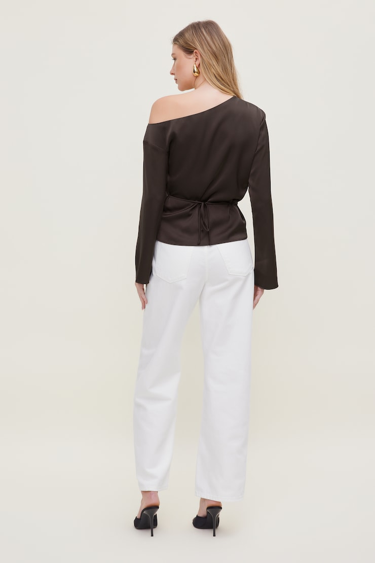 Alexa Satin Blouse Java Brown large