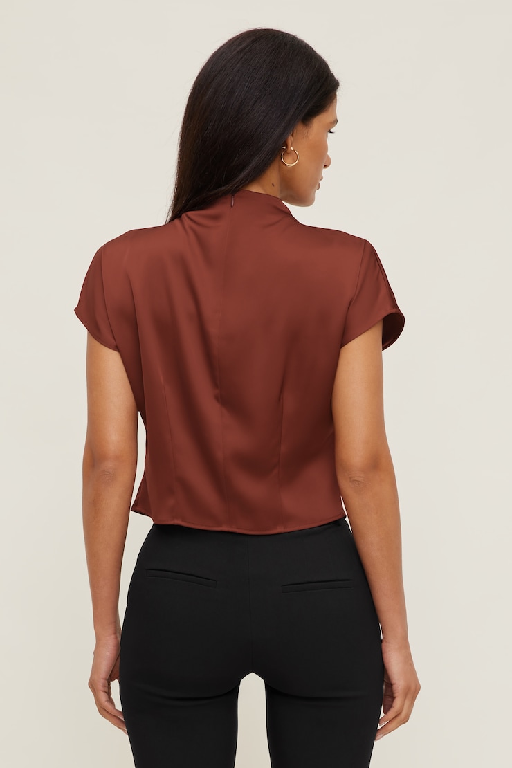 Ella Layered Satin Blouse Dark Paprika Burgundy large