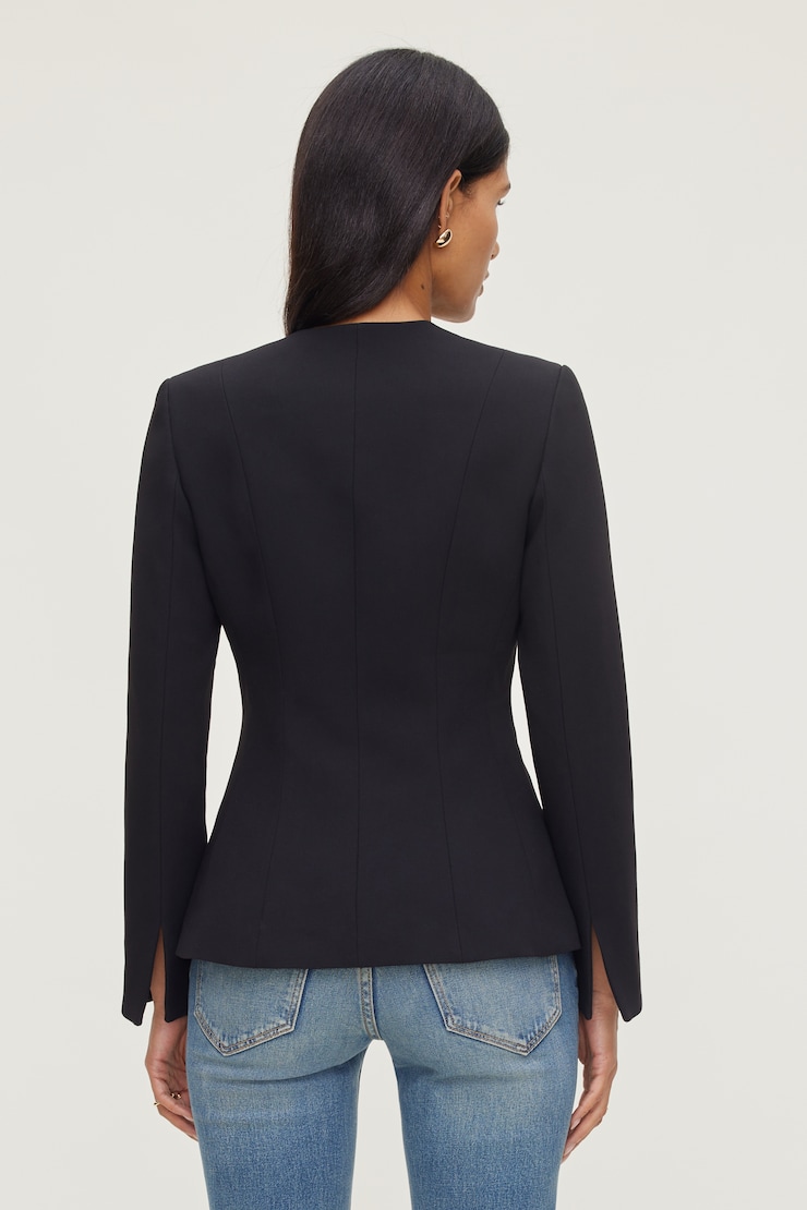 Plunge Small Button Blazer Jet Black large