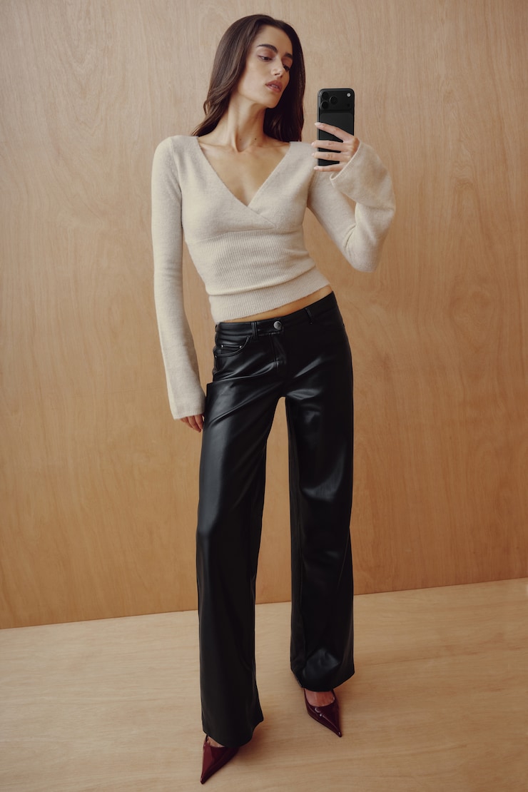 Devon Low Rise Straight Leg Faux Leather Pants
