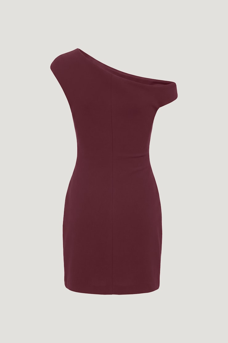 Jana Crepe Mini Dress Maroon Banner large