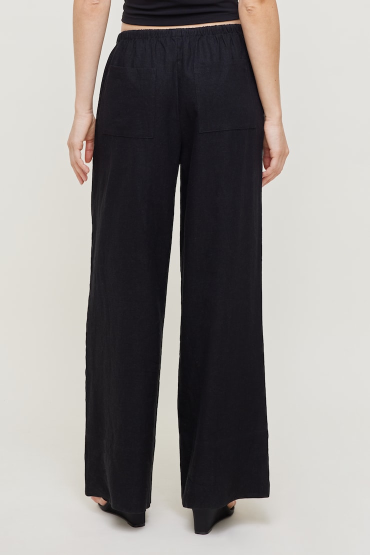 Leo Linen Wide Leg Pants Linen Jet Black large