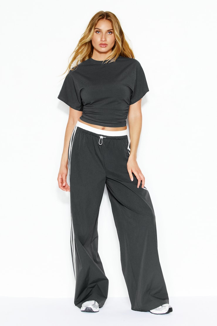 Snatch Waist Dolman T-Shirt, Forged Iron Grey, large