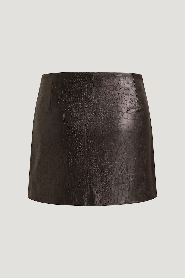 Stacie Croc Faux Leather Mini Skort Croc Faux Leather French Mole Brown large