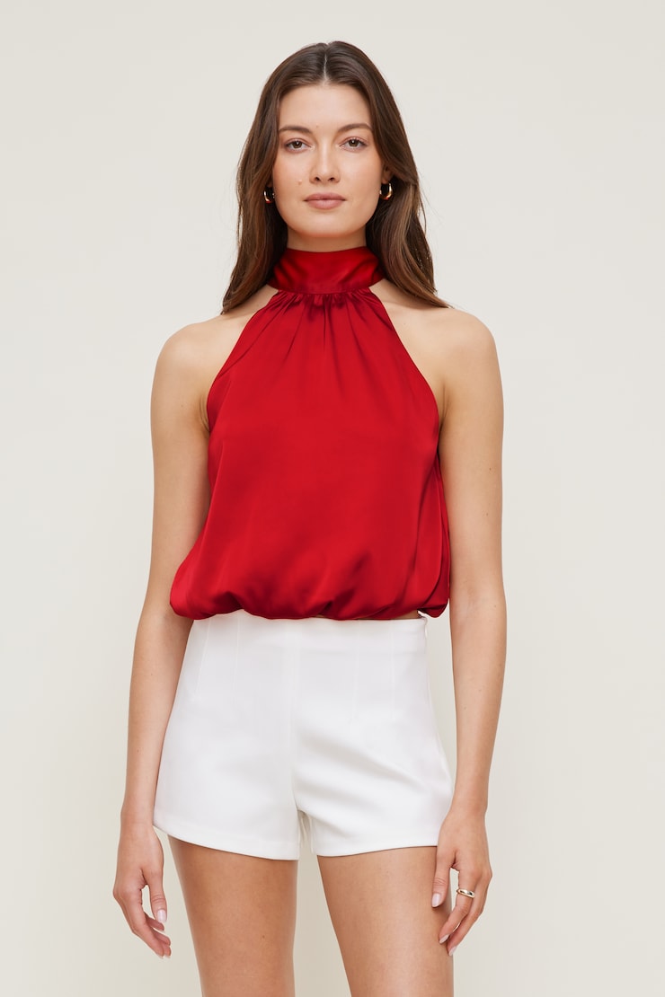 Paloma Bubble Satin Halter Blouse