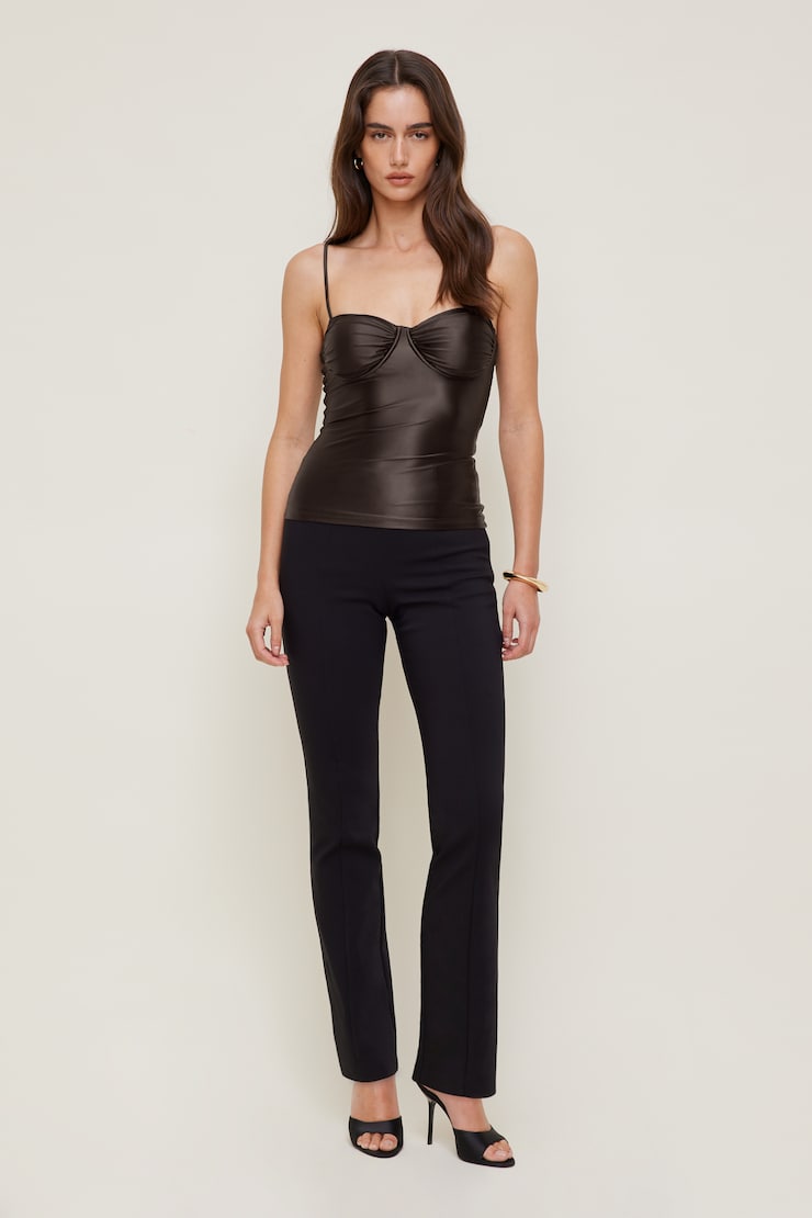 Monet Stretch Satin Top Java Brown large