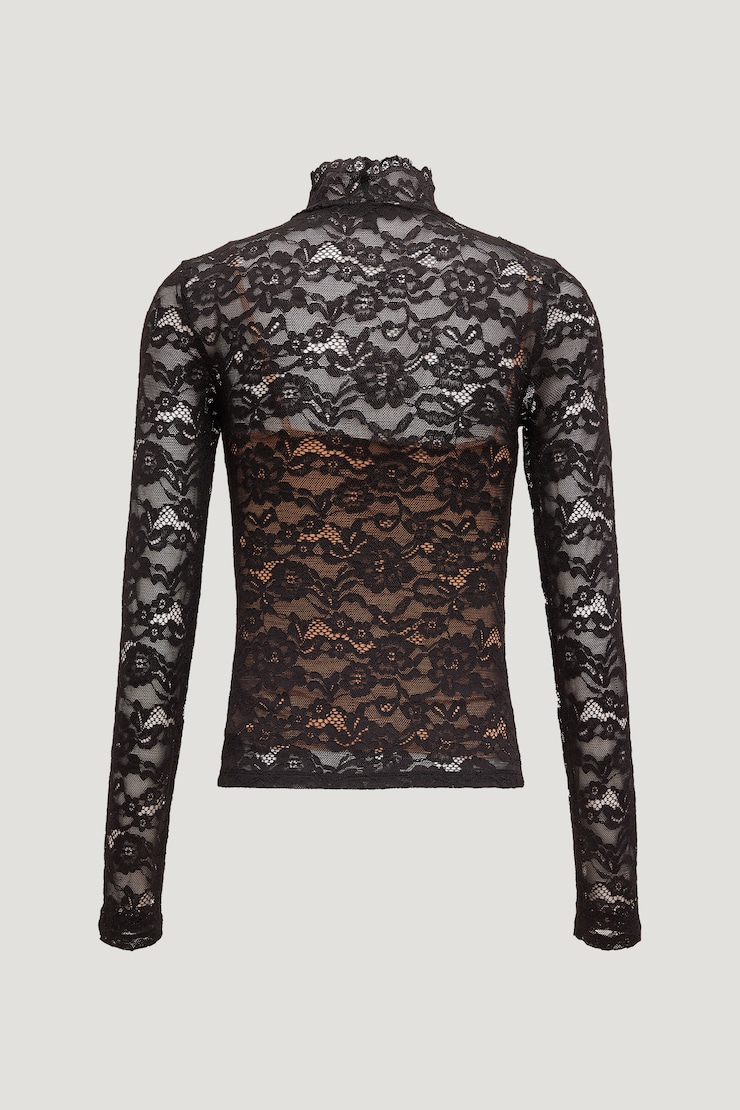 Lace Mock Neck Top Jet Black large