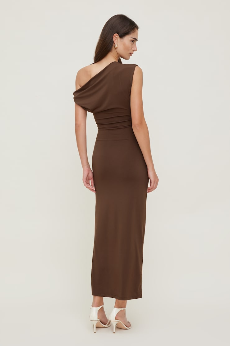 Zoe Sculpt Maxi Dress Brown | Dynamite