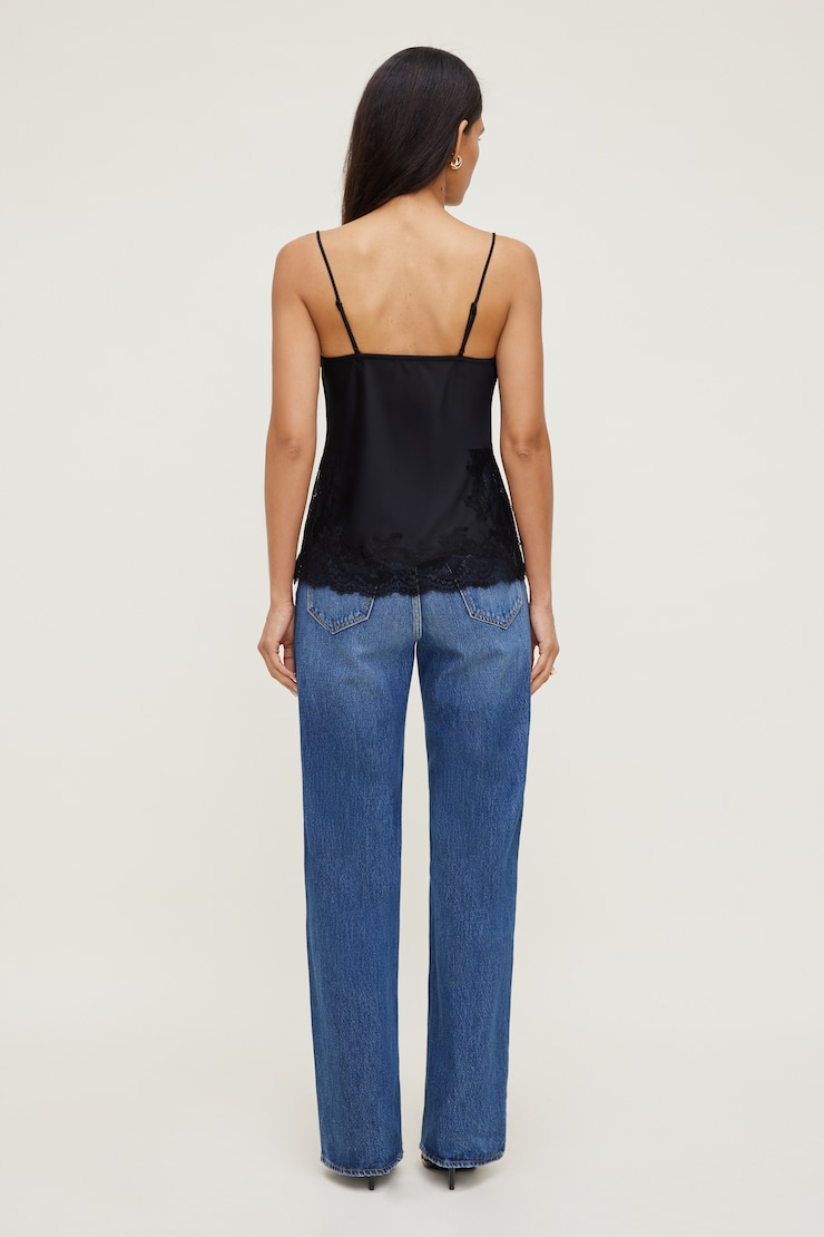 Madi Lace Satin Cami Top Black | Dynamite