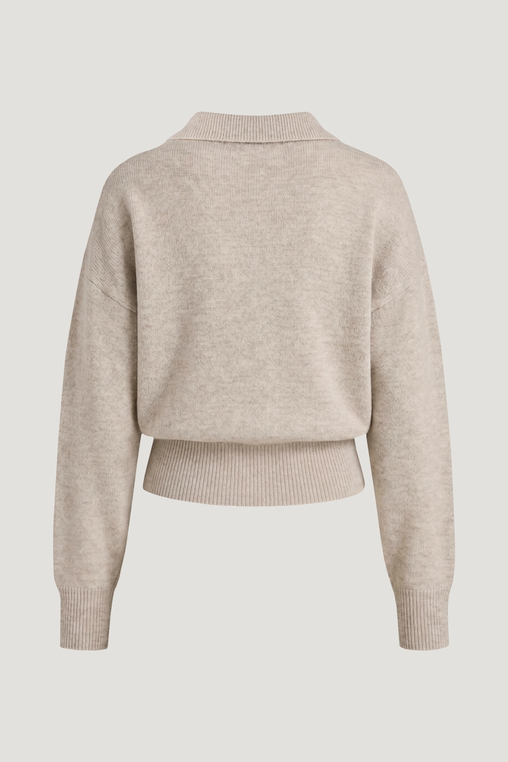 Audrey Cinched Polo Sweater Atmosphere Melange Beige large