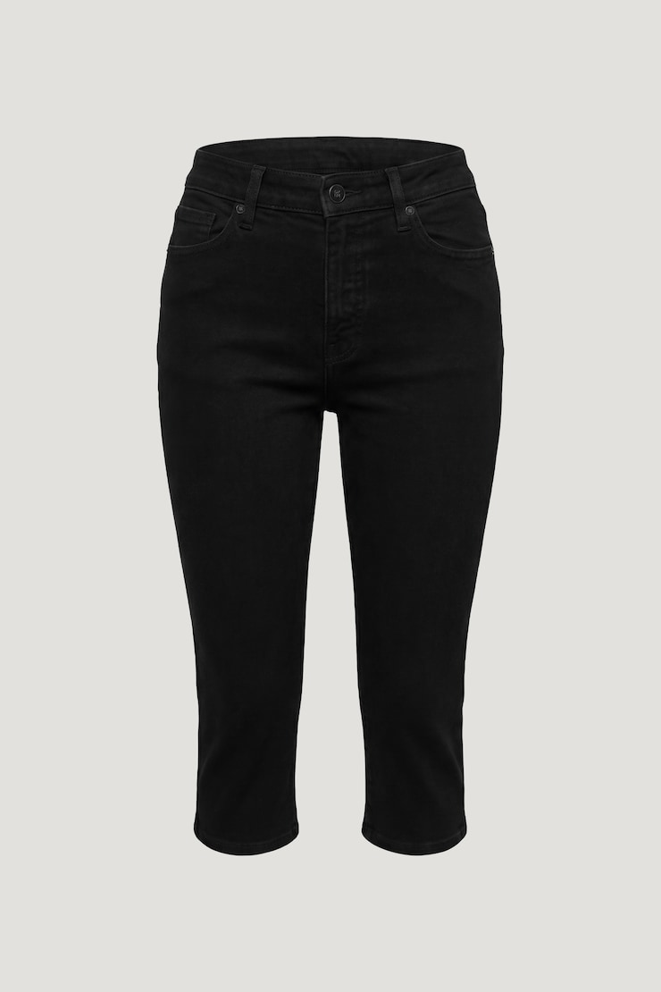 Stretch High Rise Slim Capri Jeans Dark Indigo / Smokey Black large