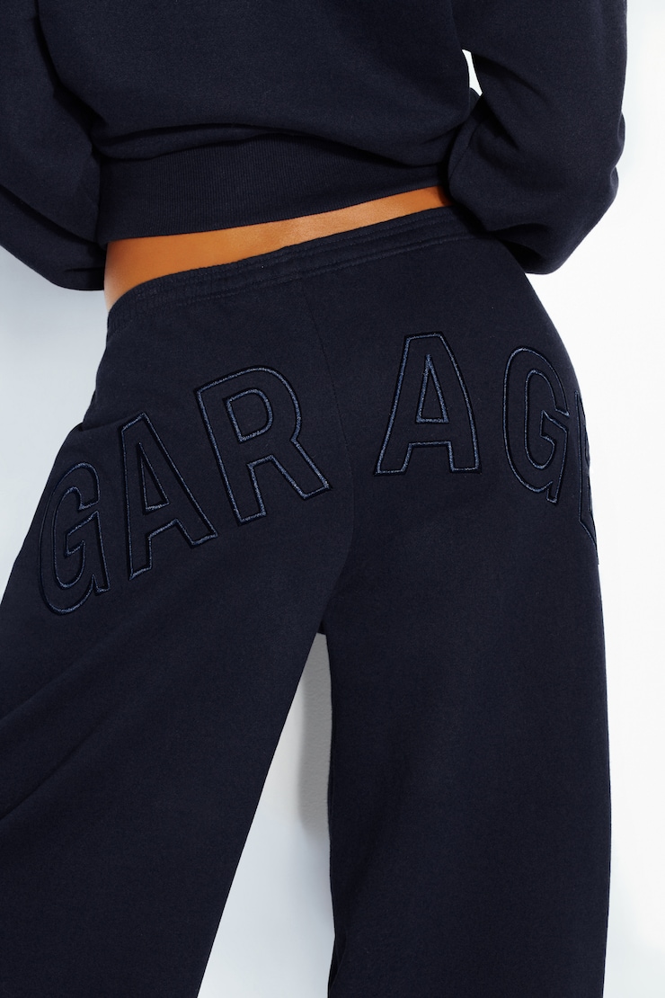 UltraFleece Barrel Leg Sweatpants, Naughty Navy Blue with Logo Art, large