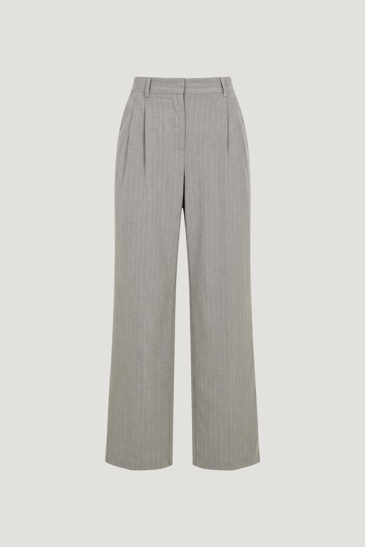 Alex Pinstripe Wide Leg Pants Grey Pinstripe large