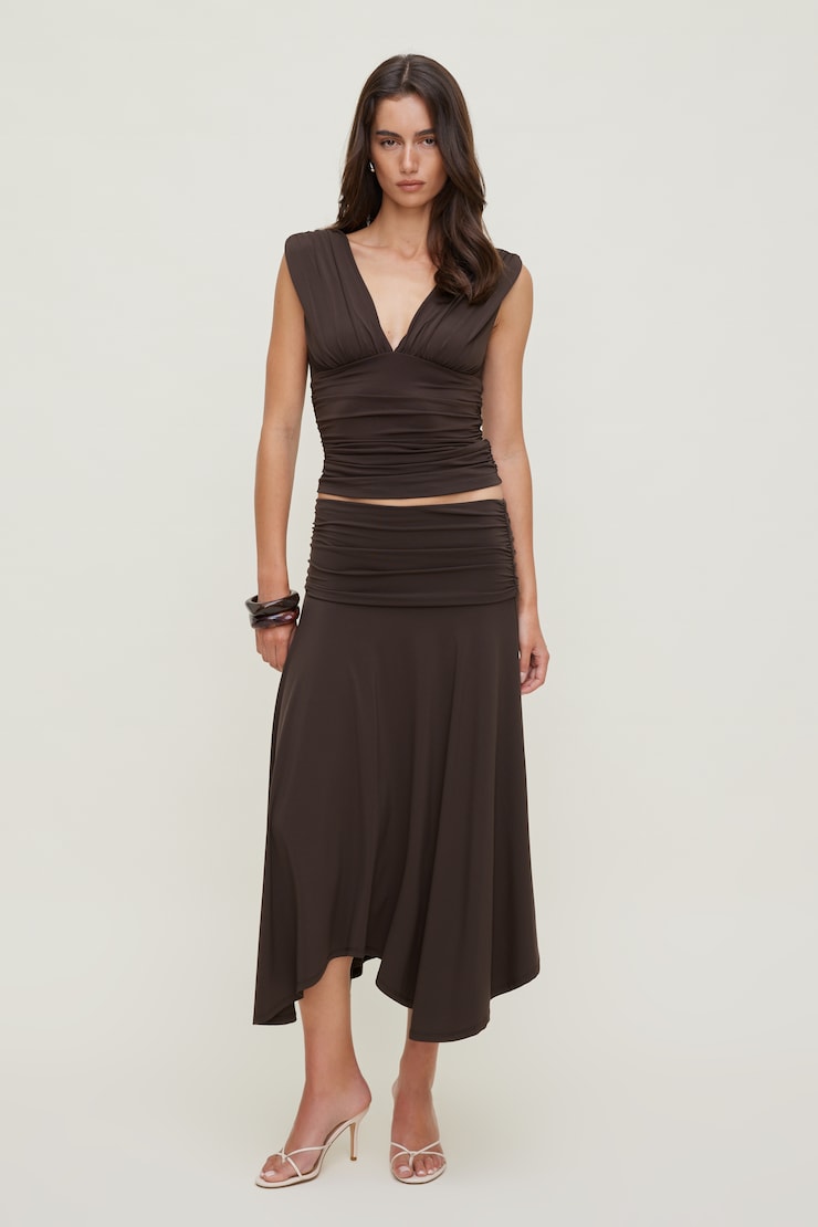 Sculpt Asymmetric Midi Skirt