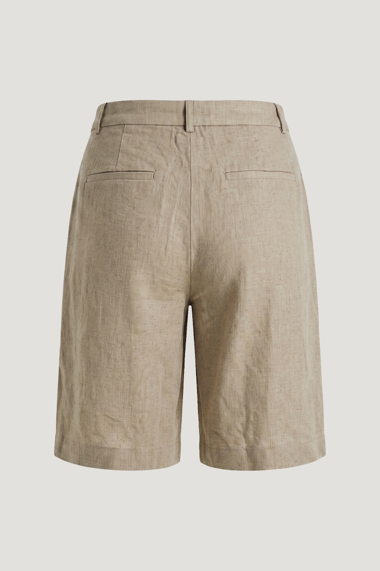 Linen High Rise Bermuda Shorts Natural Linen Beige large