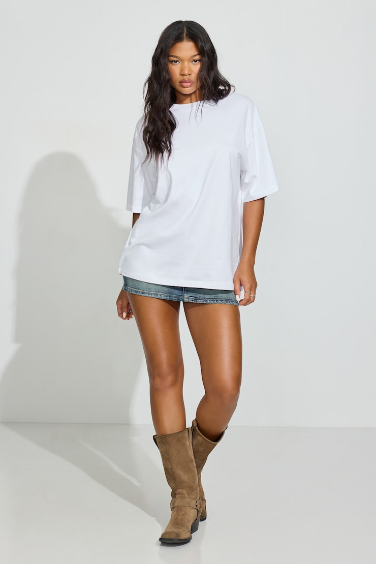 Oversized Boyfriend Tee, Bright White, large