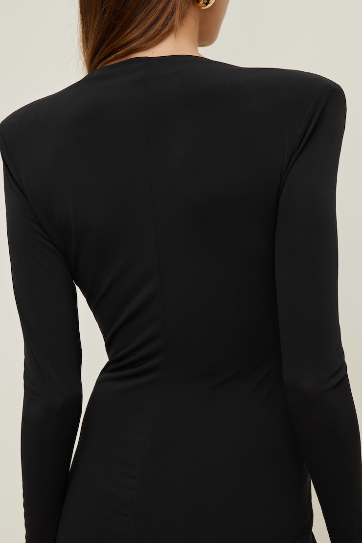 Draped Sash Mini Dress Jet Black large