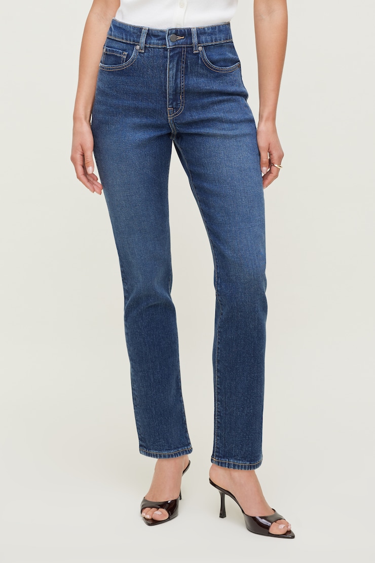 Frenchie Stretch High Rise Slim Leg Jeans Dark Indigo / Florence large