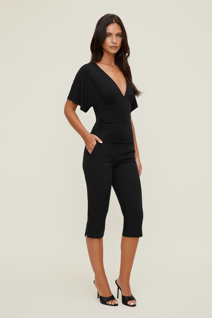 Kenzie Flutter Sleeve Top Jet Black large