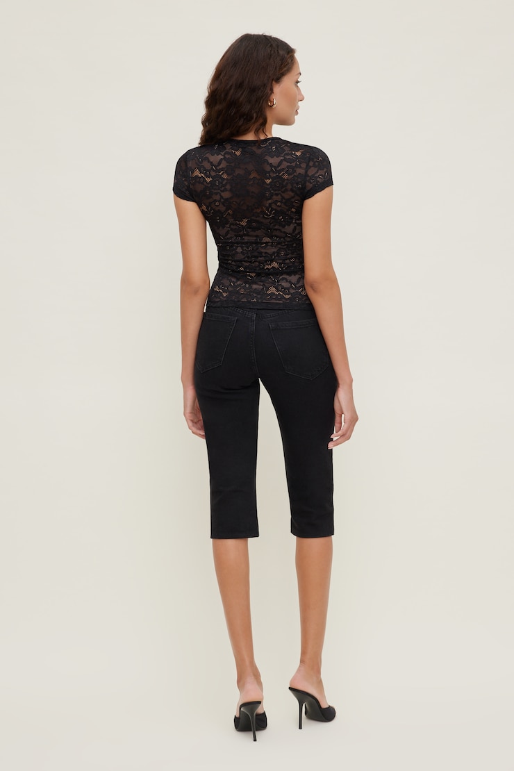 Lace Crewneck Top Jet Black large