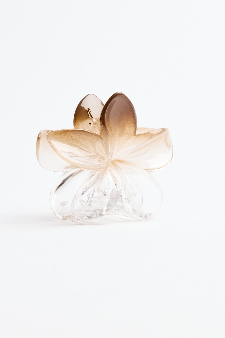 Flower Hair Claw, Satellite Beige/Translucent, large