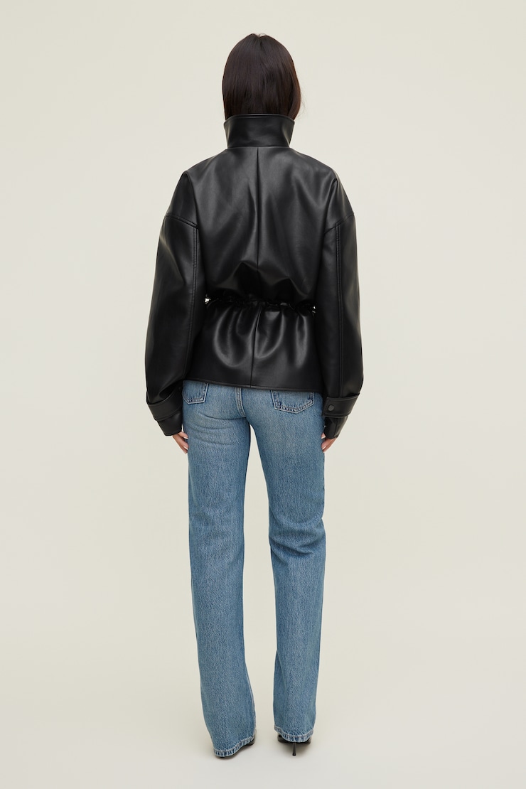 Cinched Faux Leather Jacket