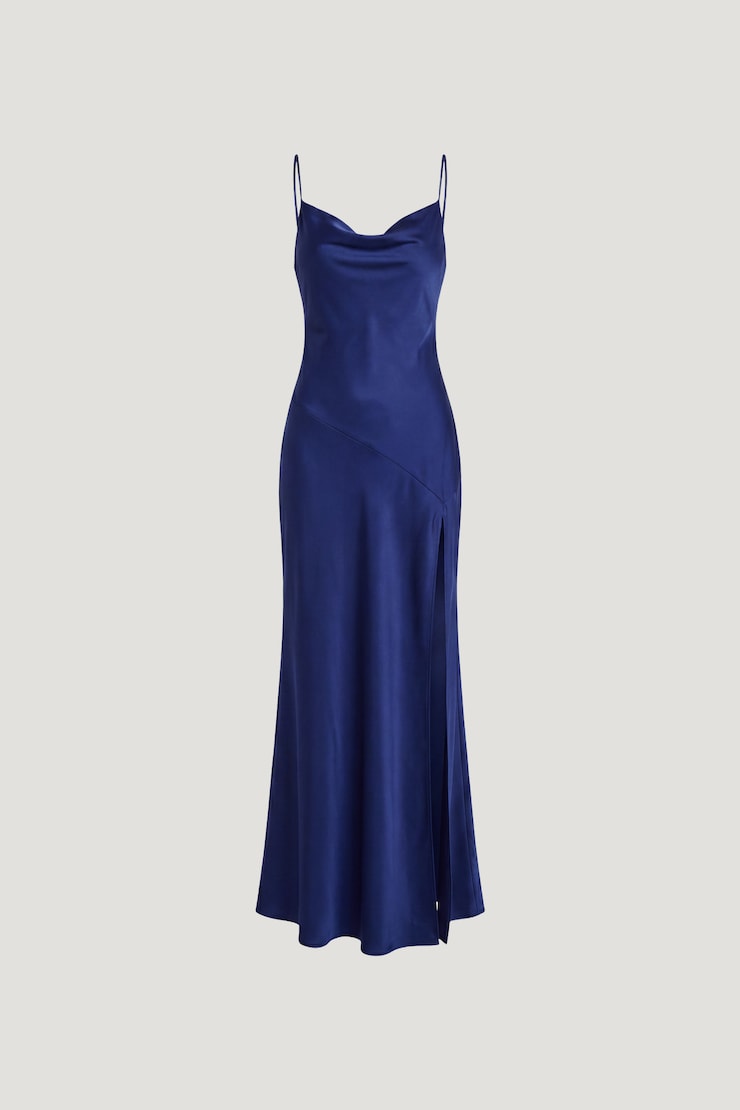 Lucia Satin Maxi Slip Dress Mazarine Blue large