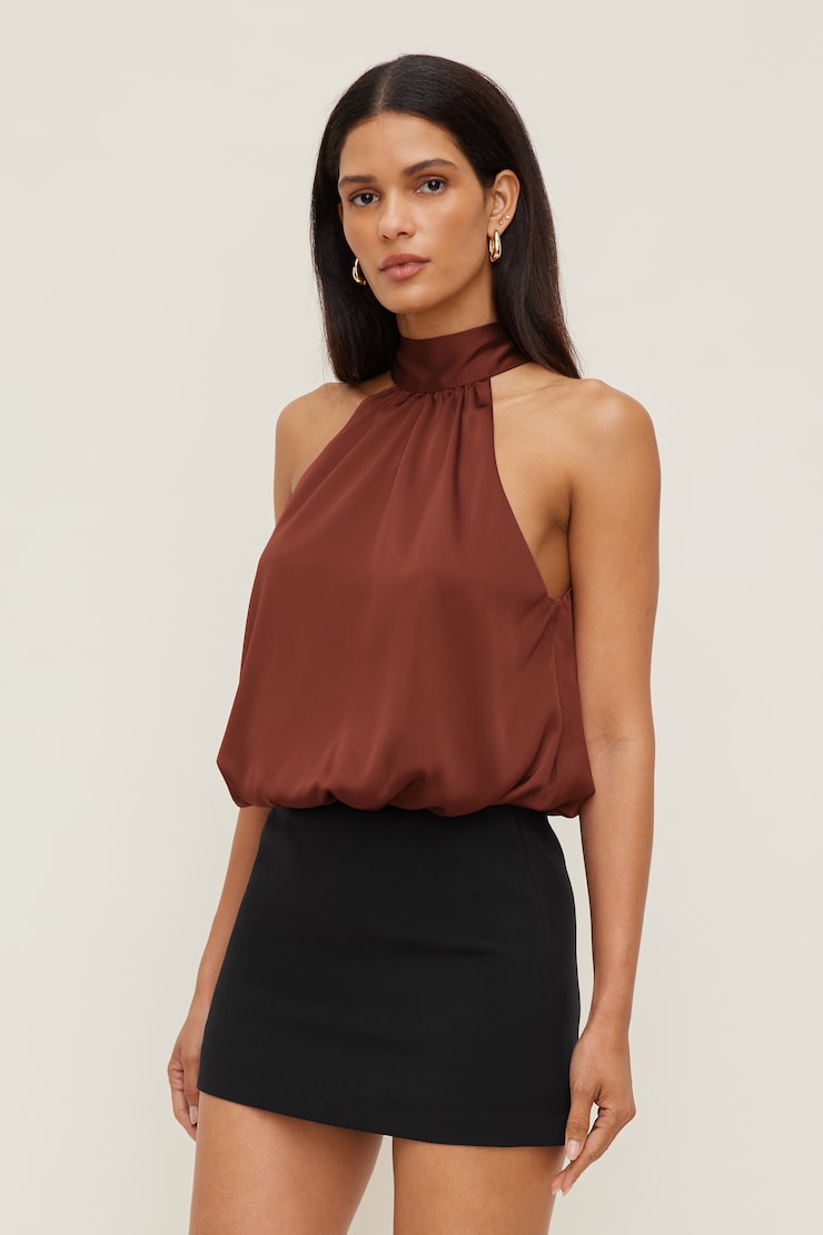 Paloma Bubble Satin Halter Blouse