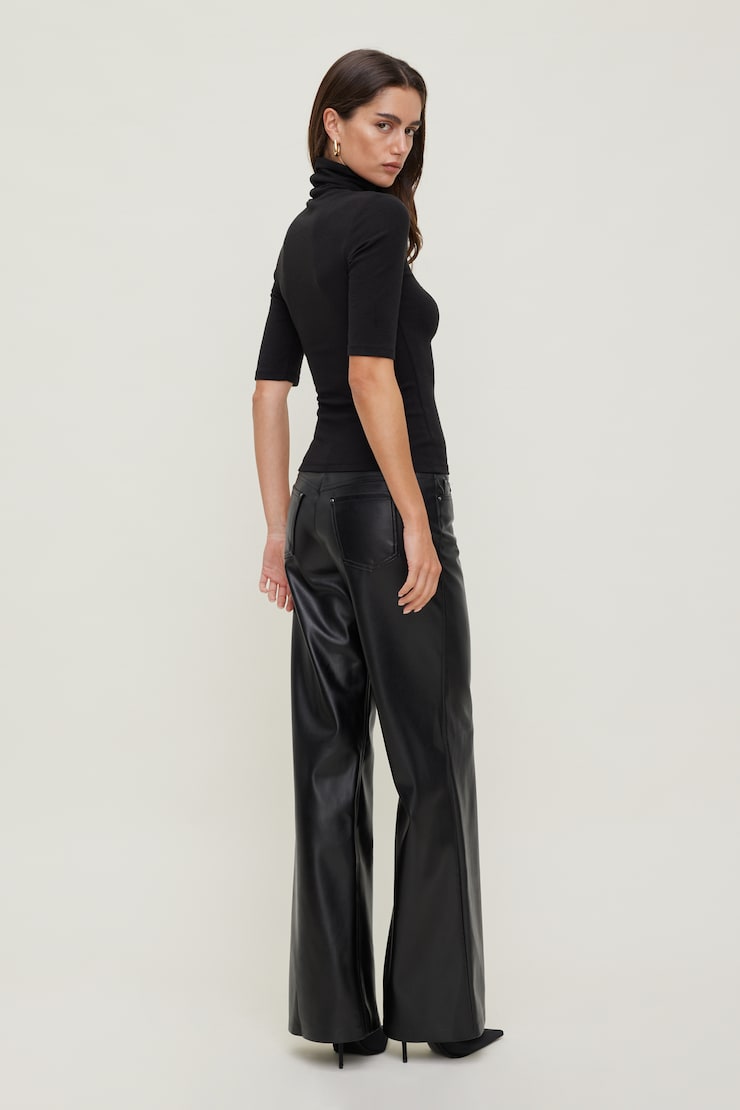 3/4 Sleeve Turtleneck Top Jet Black large