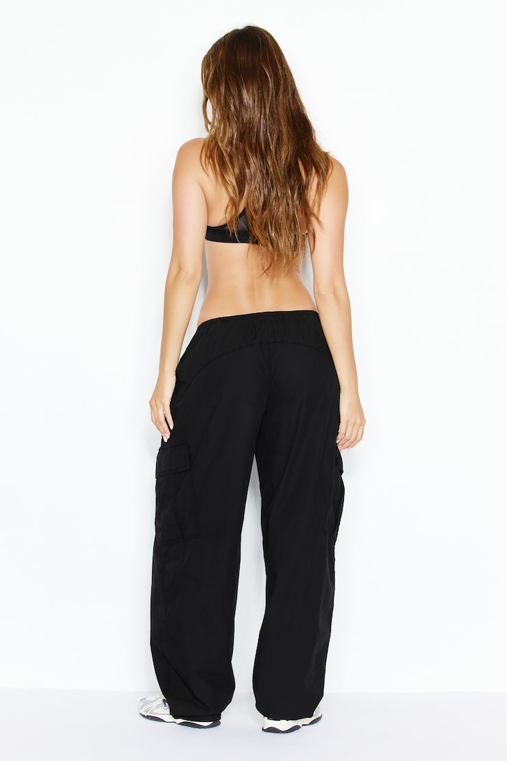 Poplin Balloon Cargo Pants, JET BLACK, large