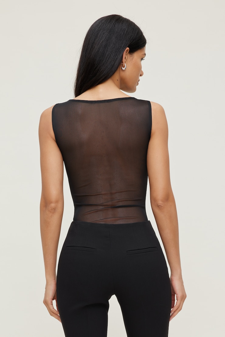 Kai Sheer Mesh Bodysuit Jet Black large