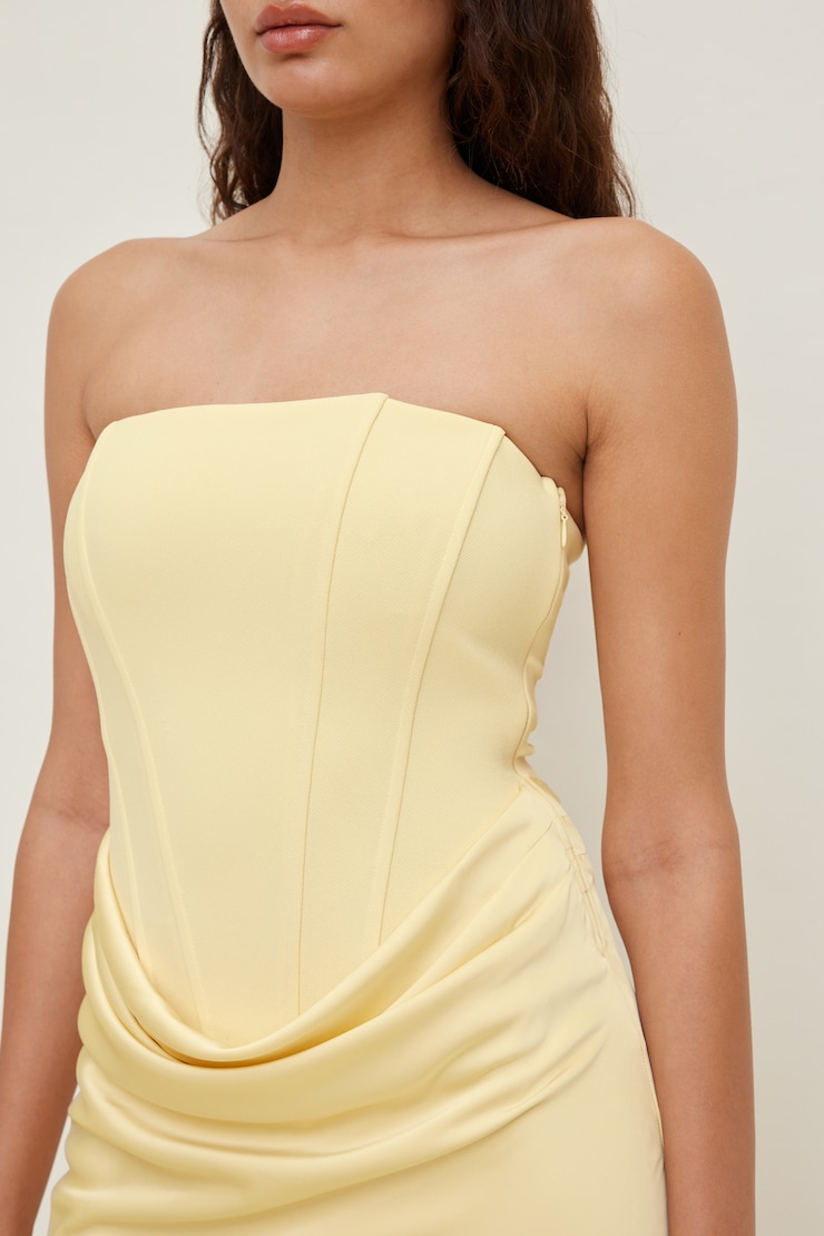 Blaire Corset Maxi Dress Pale Yellow large