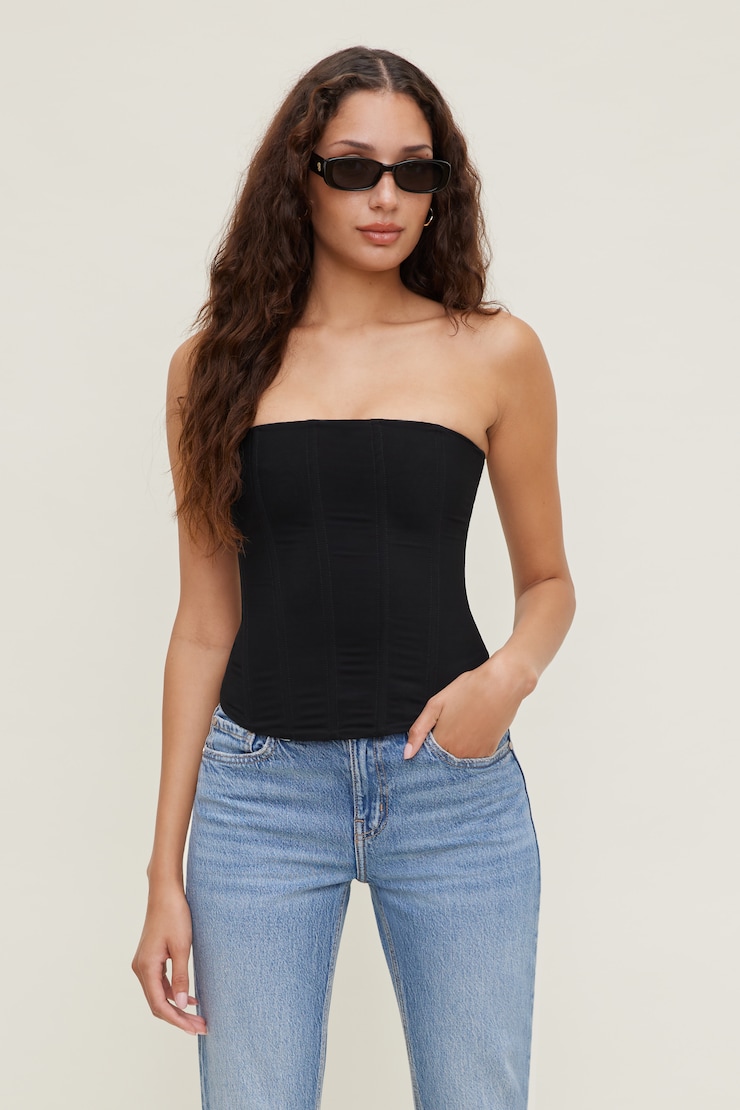 Mesh Corset Top Jet Black large