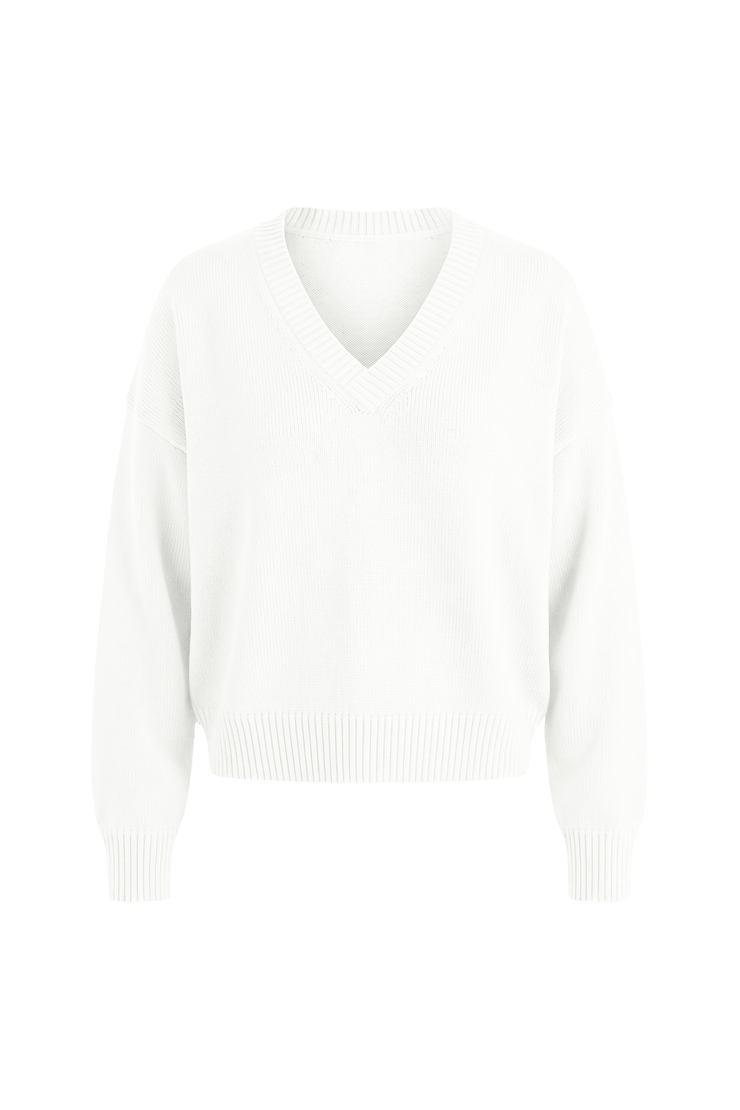 Throwover V-Neck Sweater, Snow White, large