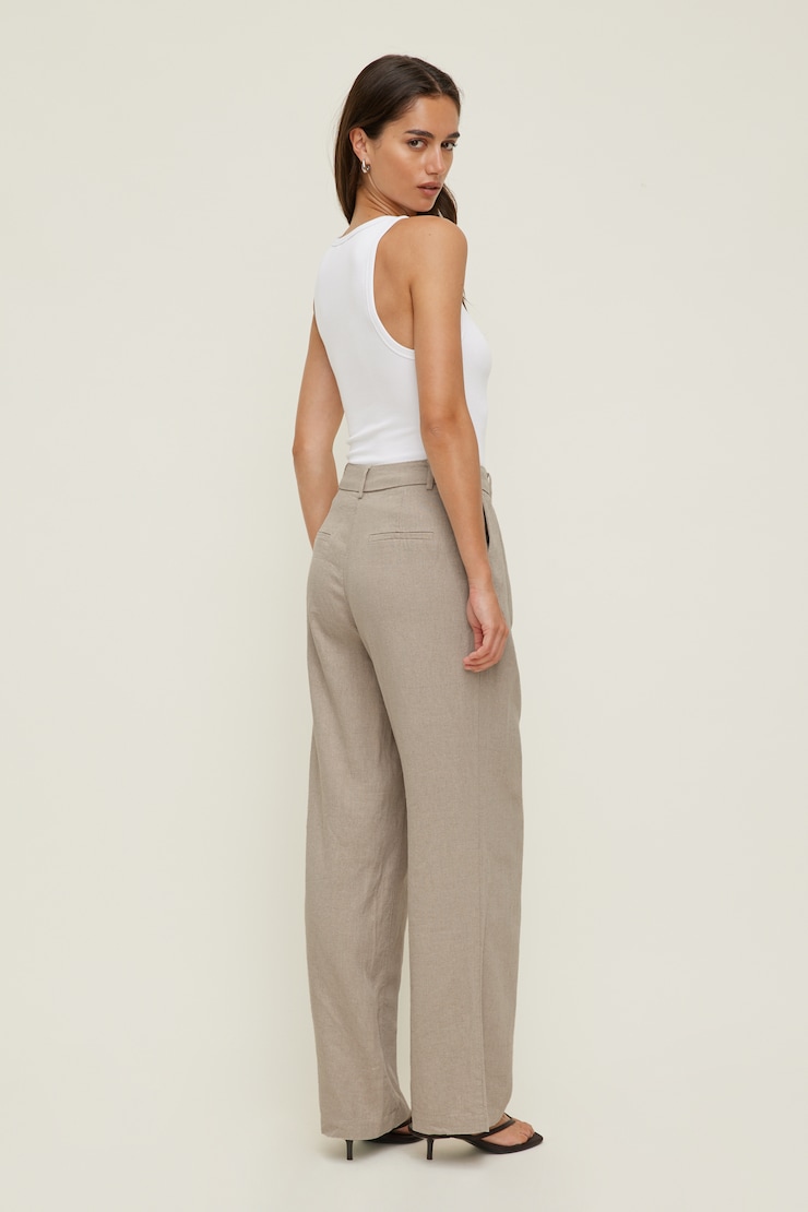 Alex Linen Wide Leg Pants Natural Linen Beige large
