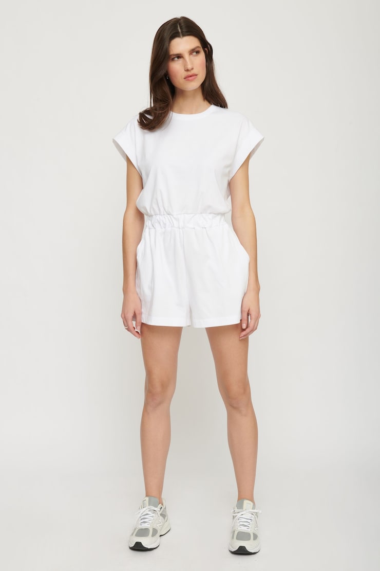 Wilshire Elastic Waist Romper Bright White large