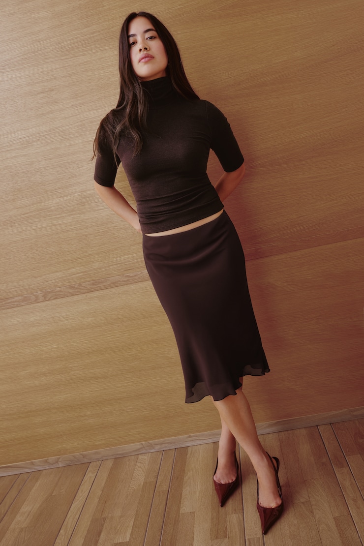 Jupe midi en georgette Esther